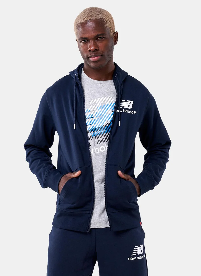 نيو بالانس هودي التمرين اسنشالز ستاكد بسحاب كامل للرجال