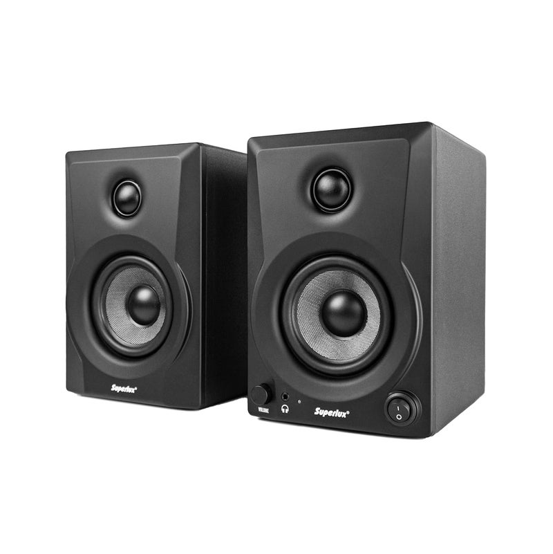 Superlux 3.5-Inch 2-Way Powered Studio Monitor Speaker, 50W Active Speaker with HF/LF Trim, Balanced & Unbalanced Inputs, Wood Cabinet – Ideal for Home Studio, Multimedia & Music Production - Image 1