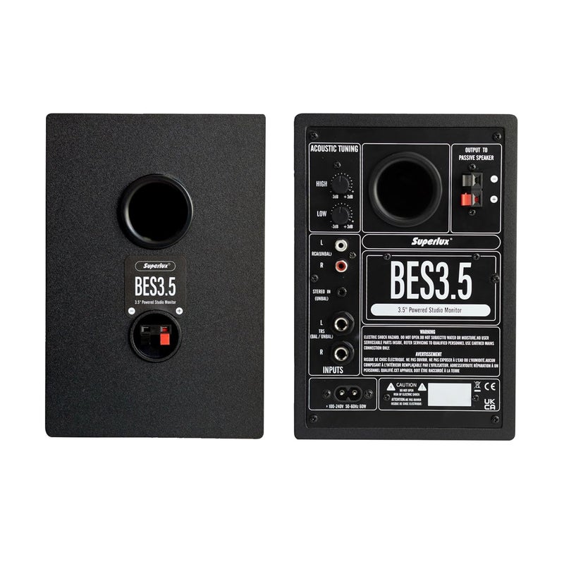 Superlux 3.5-Inch 2-Way Powered Studio Monitor Speaker, 50W Active Speaker with HF/LF Trim, Balanced & Unbalanced Inputs, Wood Cabinet – Ideal for Home Studio, Multimedia & Music Production - Image 2