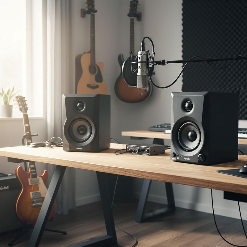Superlux 3.5-Inch 2-Way Powered Studio Monitor Speaker, 50W Active Speaker with HF/LF Trim, Balanced & Unbalanced Inputs, Wood Cabinet – Ideal for Home Studio, Multimedia & Music Production - Image 5