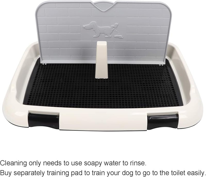 صينية تواليت داخلية سوداء للكلاب مع غطاء حائط لحامل تدريب التواليت للجراء الصغيرة والمتوسطة، وسادة تبول سهلة التنظيف - Image 3