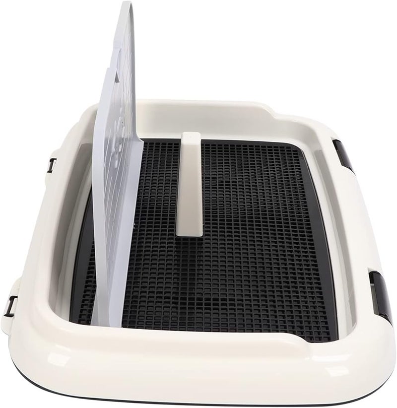 صينية تواليت داخلية سوداء للكلاب مع غطاء حائط لحامل تدريب التواليت للجراء الصغيرة والمتوسطة، وسادة تبول سهلة التنظيف - Image 1