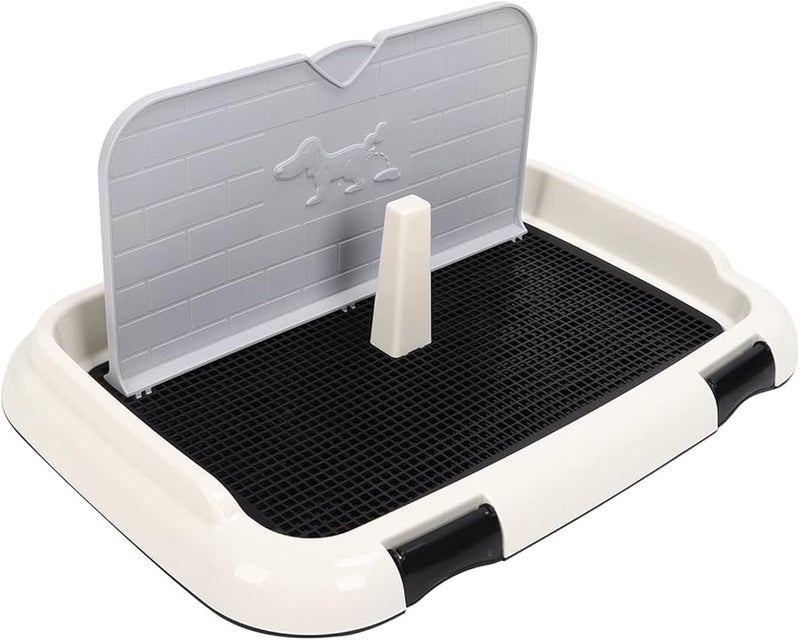 صينية تواليت داخلية سوداء للكلاب مع غطاء حائط لحامل تدريب التواليت للجراء الصغيرة والمتوسطة، وسادة تبول سهلة التنظيف - Image 4