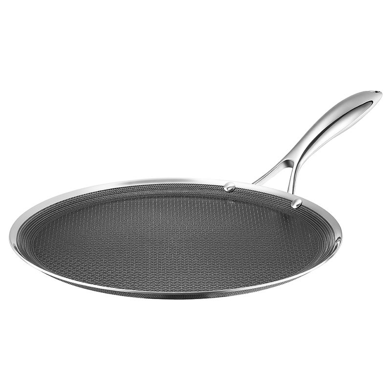 nutricook Eterna Tri-Ply Hybrid 31cm Griddle Pan (Tawa) – Stainless Steel & Ceramic Coating, Metal-Utensil Safe, Oven & Dishwasher-Safe, Induction & All Cooktops Compatible - Image 1