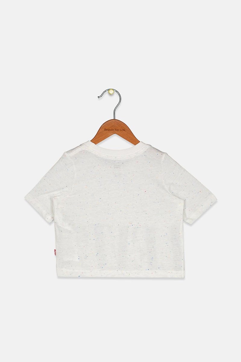 Levi's Toddlers Girl Crew Neck Short Sleeve Graphic Tee, White and Black  - Image 2