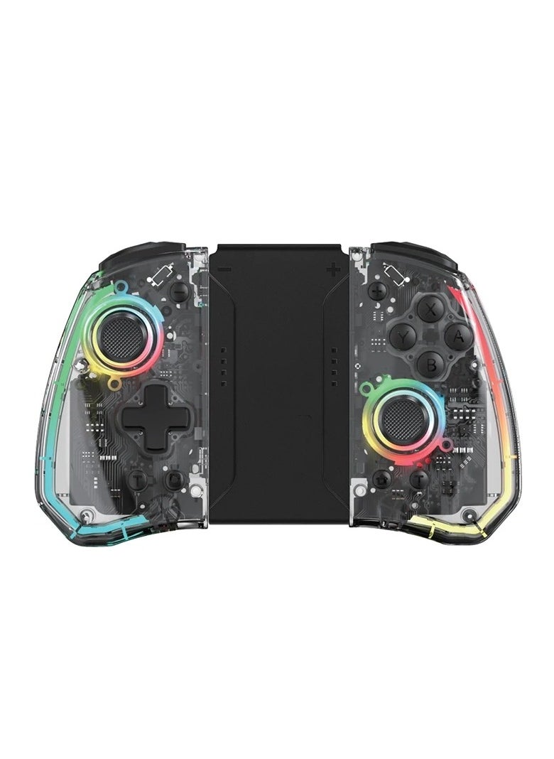 LinYuvo KS40 Transparent Style Wireless Joy-pad with 8 Color LED for Switch/NS OLED,Turbo Function Controller Joystick for Lite(Transparent White)  - Image 1