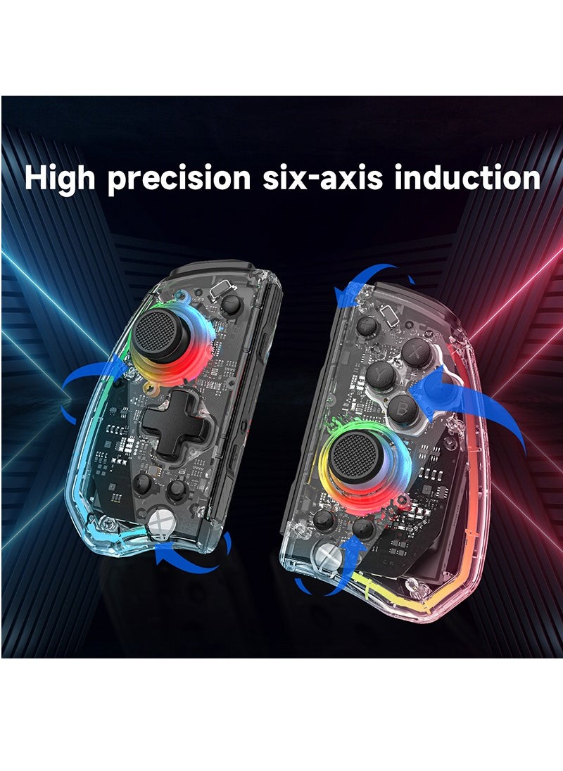 LinYuvo KS40 Transparent Style Wireless Joy-pad with 8 Color LED for Switch/NS OLED,Turbo Function Controller Joystick for Lite(Transparent White)  - Image 3