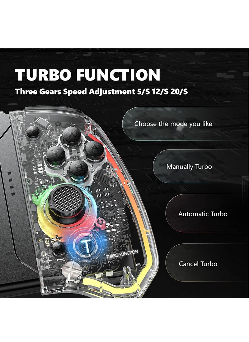 LinYuvo KS40 Transparent Style Wireless Joy-pad with 8 Color LED for Switch/NS OLED,Turbo Function Controller Joystick for Lite(Transparent White)  - Image 2