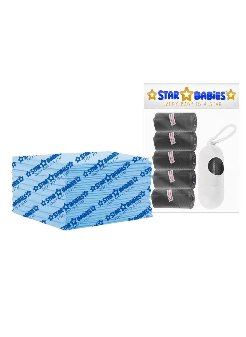 STAR BABiES Star Babies - Combo Pack of 2- Disposable Changing Mat Pack of 12 with Scented Bag (5 Pcs w/Dispenser) - Black  - Image 1