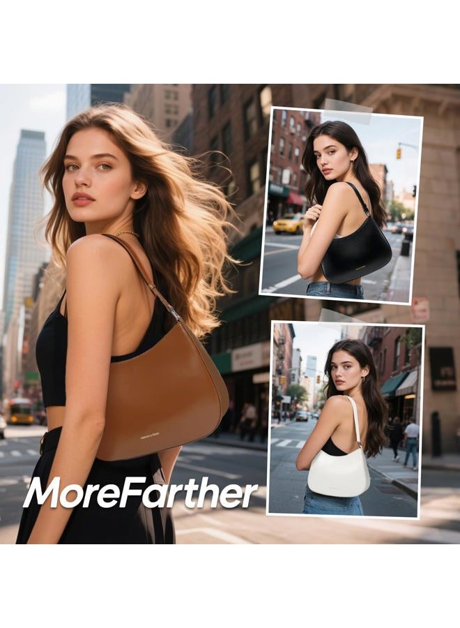 MoreFarther Leather Shoulder Bags for Women, Cute Purses Everyday Trendy, Women's Small Tote Handbags with Magnetic Closure, Wine-red, Medium - Image 2