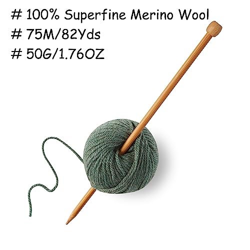 Gisimo 100% Merino Wool Yarn, 3-Ply Luxurious and Soft Yarn for Hand Knitting & Crocheting (Evergreen, 1Ball) - Image 3