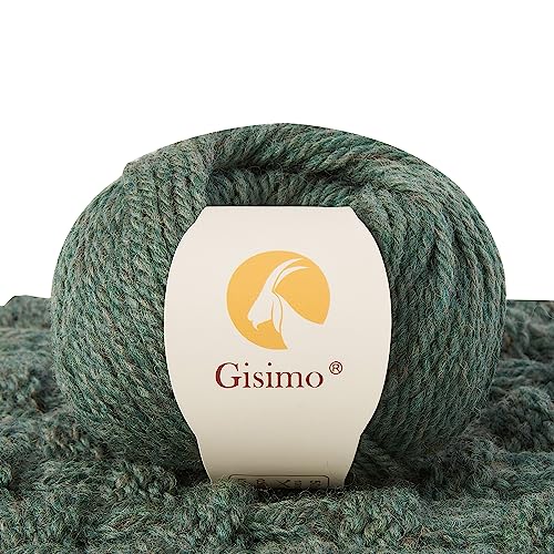 Gisimo 100% Merino Wool Yarn, 3-Ply Luxurious and Soft Yarn for Hand Knitting & Crocheting (Evergreen, 1Ball) - Image 1