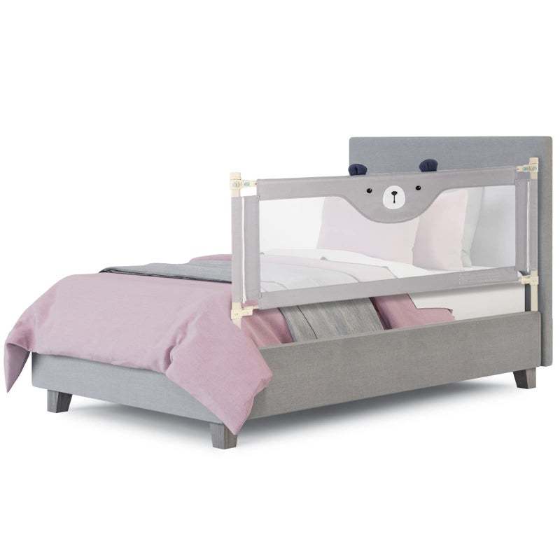 BABY JOY Bed Rail for Toddlers, 69â€™â€™ Extra Long, Height Adjustable & Folding Baby Bed Rail Guard w/Breathable Mesh & Double Safety Child Lock for Kids Twin Double Full Size Queen King Mattress (Gray) - Image 1