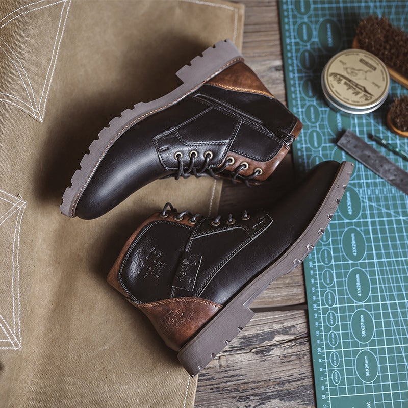 New Martin Boots Shoes Men'S Shoes Retro British Style Leather Boots Fashion High-Top Work Style Boots - Image 3