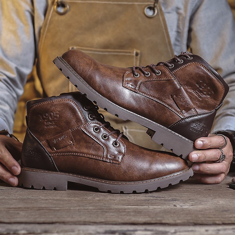New Martin Boots Shoes Men'S Shoes Retro British Style Leather Boots Fashion High-Top Work Style Boots - Image 2