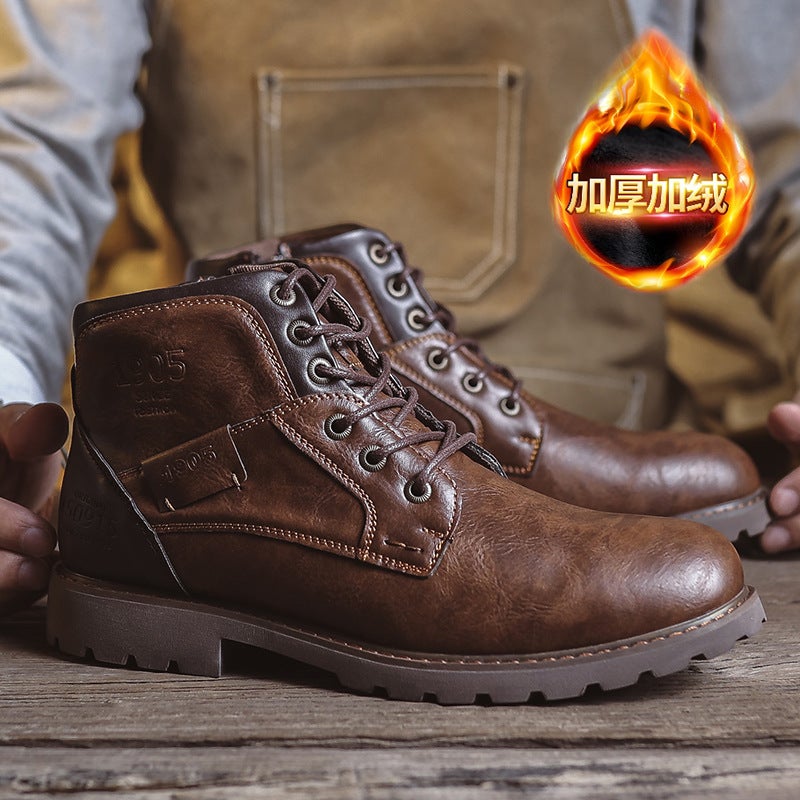 New Martin Boots Shoes Men'S Shoes Retro British Style Leather Boots Fashion High-Top Work Style Boots - Image 1