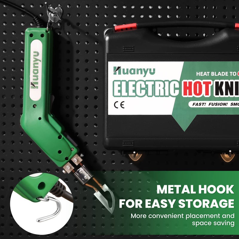 Huanyu أداة قطع القماش الكهربائية هوانيو بسكين ساخن مع 4 شفرات، أداة قطع احترافية بسعة 600° م، 100 واط، جهاز ختم حراري للوحة الإسفنج، حزام، عمل مستمر - Image 5
