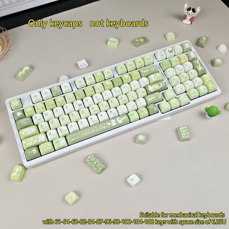 MOA High Profile Spherical Keycap PBT Dye Sublimation Poem Of Lily Of The Valley Themed Universal Mechanical Keyboard Cap Compatible MX Switch 6.25U Spacebar For 61 64 Layout - Image 2