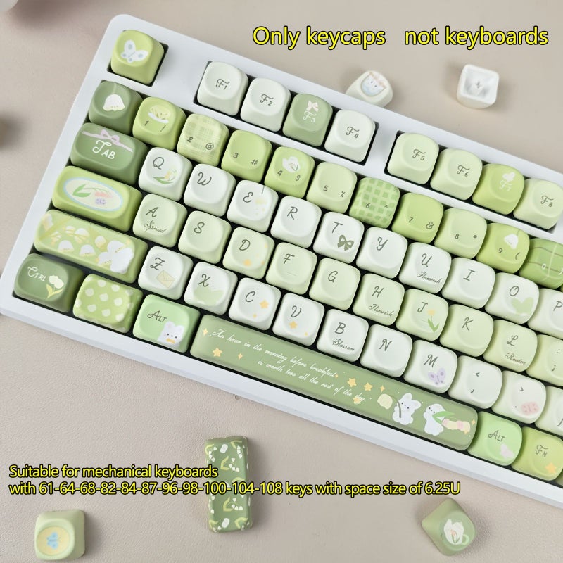 MOA High Profile Spherical Keycap PBT Dye Sublimation Poem Of Lily Of The Valley Themed Universal Mechanical Keyboard Cap Compatible MX Switch 6.25U Spacebar For 61 64 Layout - Image 4