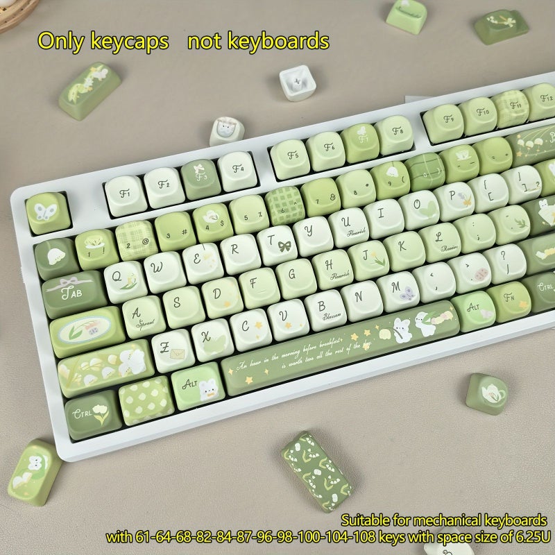 MOA High Profile Spherical Keycap PBT Dye Sublimation Poem Of Lily Of The Valley Themed Universal Mechanical Keyboard Cap Compatible MX Switch 6.25U Spacebar For 61 64 Layout - Image 5