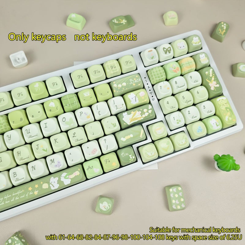 MOA High Profile Spherical Keycap PBT Dye Sublimation Poem Of Lily Of The Valley Themed Universal Mechanical Keyboard Cap Compatible MX Switch 6.25U Spacebar For 61 64 Layout - Image 3