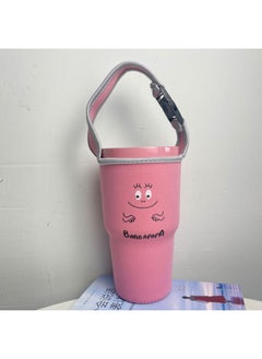 Generic In Stock Wholesale Mr. Bubble Ice Cream Cup Cover Portable Crossbody Diving Material Car Cup Cover Kumamoto Series Cup Cover-Color:Pink Hands-Capacity:900ml  - Image 1