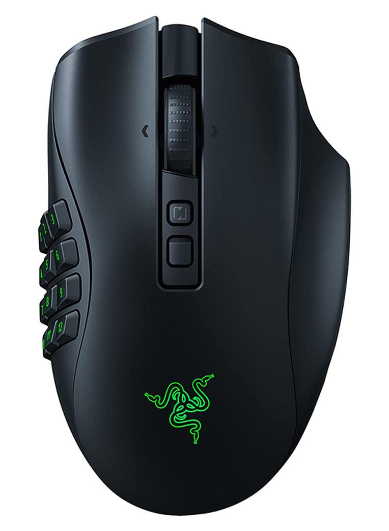 ريزر ماوس الألعاب اللاسلكي Naga V2 Pro MMO، مستشعر بصري 30000 نقطة في البوصة، 2.4 جيجا هرتز، بلوتوث، لاسلكي وسلكي، 10/14/20 أزرار قابلة للبرمجة، 90 نقرات، بطارية تصل إلى 150 ساعة، أسود | RZ01-04400100-R3G1 - Image 1