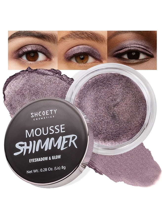 SHCOETY Mousse Shimmer Eyeshadow & Glow,Cream Glitter Dark Purple Shimmer Metallic Eyeshadow Palette Makeup, Natural Single Mini Instant Holographic Eyeshadow For Women, Sombras Crema Para Ojos, Talc, Paraben & Cruelty Free #01 - Image 1