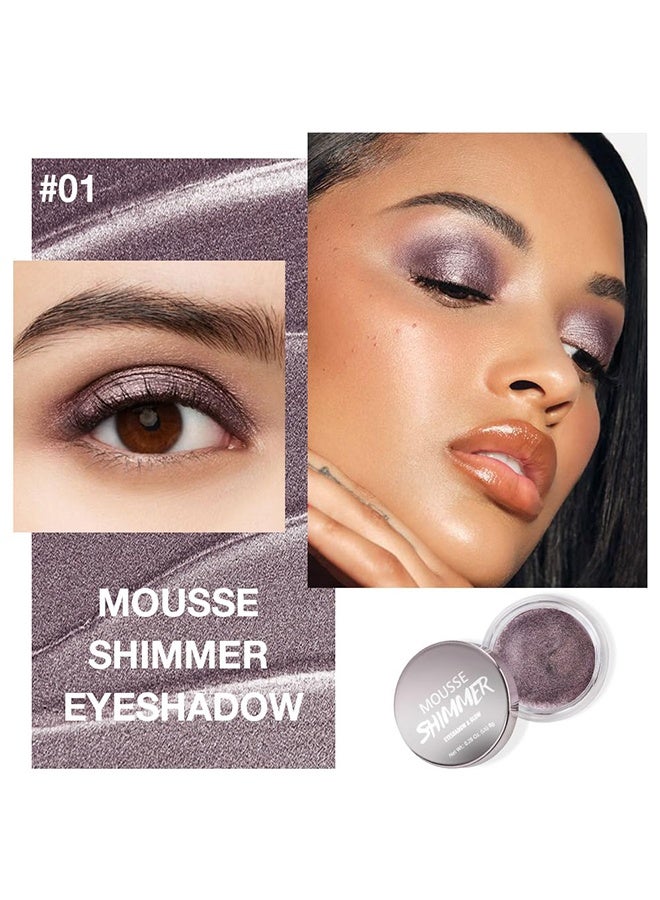 SHCOETY Mousse Shimmer Eyeshadow & Glow,Cream Glitter Dark Purple Shimmer Metallic Eyeshadow Palette Makeup, Natural Single Mini Instant Holographic Eyeshadow For Women, Sombras Crema Para Ojos, Talc, Paraben & Cruelty Free #01 - Image 2