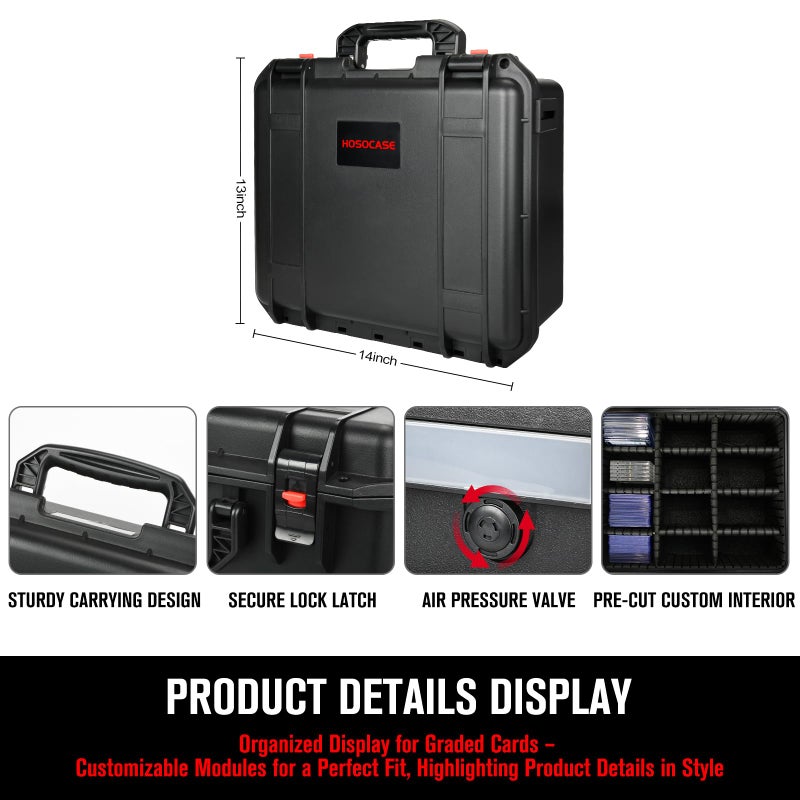 HOSOCASE Graded Card Case Storage Box: Trading Card Storage Box with 9 Dividers for PSA BGS SGC Top Loaders Sports Cards, Waterproof Hard Slab Case for Baseball Football Basketball Magnetic Cards (Holds 600+) - Image 4