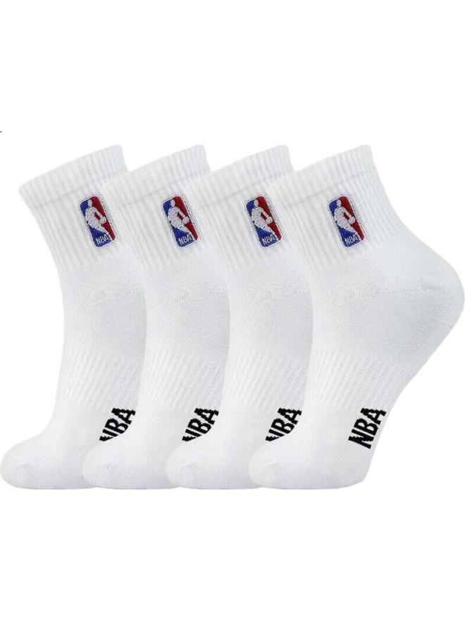 NBA Mid-Calf Basketball Running Sports Socks For Men, Women, Children, And Teenagers, Summer Comfortable Casual Seamless Cotton Socks, 4 Pairs - Image 3