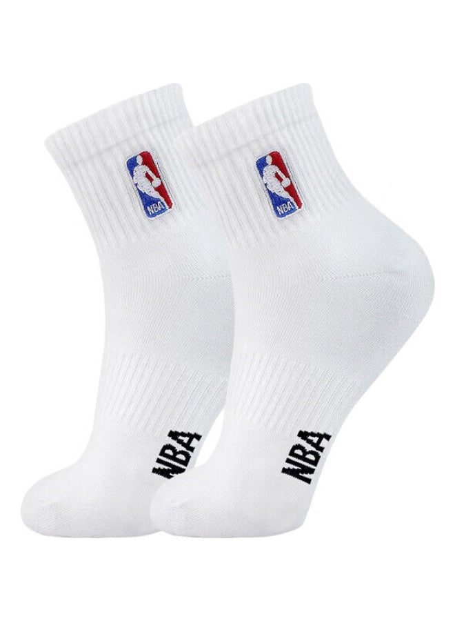 NBA Mid-Calf Basketball Running Sports Socks For Men, Women, Children, And Teenagers, Summer Comfortable Casual Seamless Cotton Socks, 4 Pairs - Image 1