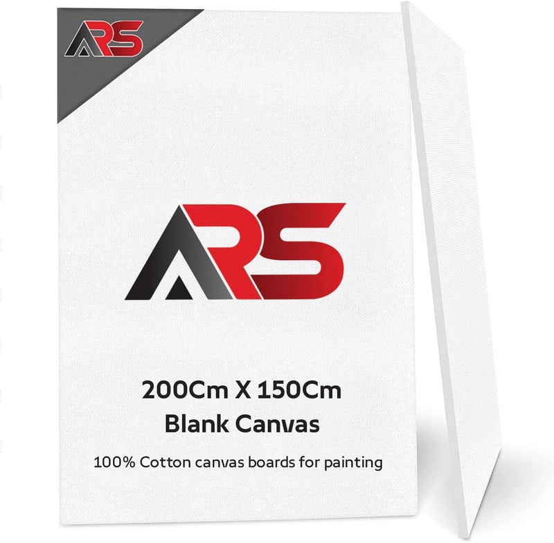 اي ار اس لوحة قماشية بيضاء فارغة من آرس، مقاس 200 × 150 سم - ألواح فنية عالية الجودة مصنوعة من القطن الخالص 100%، مثالية للرسم، وصب الأكريليك، والرسم بالألوان الزيتية، سواءً كانت جافة أو رطبة. - Image 1
