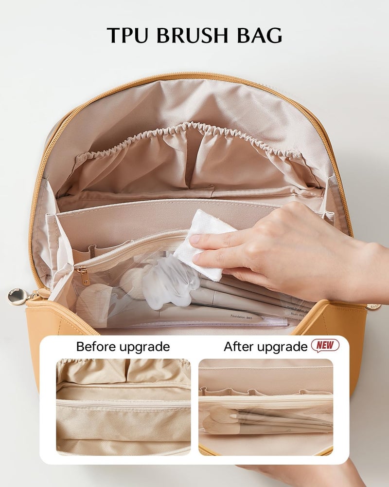 حقيبة مكياج للسفر من إيتشي (EACHY Travel Makeup Bag)، حقائب تجميل ذات سعة كبيرة للنساء، حقيبة مقاومة للماء وسهلة الحمل، بتصميم مفتوح ومسطح لحمل اللوازم الشخصية. - Image 3