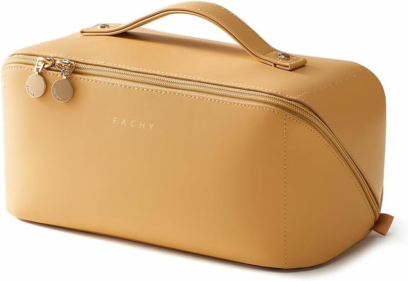حقيبة مكياج للسفر من إيتشي (EACHY Travel Makeup Bag)، حقائب تجميل ذات سعة كبيرة للنساء، حقيبة مقاومة للماء وسهلة الحمل، بتصميم مفتوح ومسطح لحمل اللوازم الشخصية. - Image 1