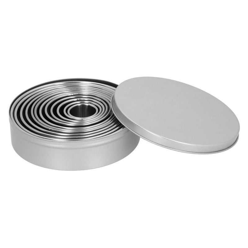 Round Cutting Die: 12 Stainless Steel Circle Cutter Set - Rust-Resistant Deformation-Proof Glossy Sharp Edge for Baking Kitchen Craft Dough Clay Pastry Soft Object Shaping - Image 1