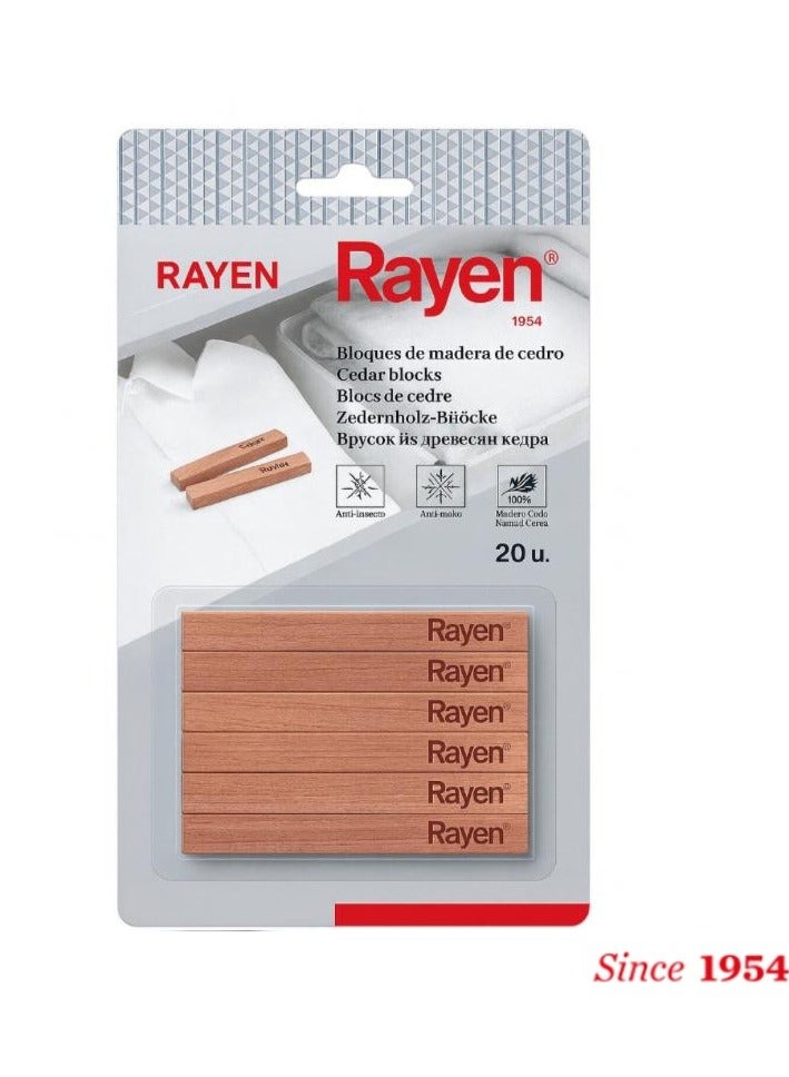 Rayen Cedar Wood Blocks – 20 Pieces – 100% Natural – Anti-Moth – Spanish Brand - Image 1