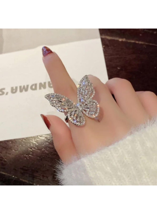 فيروز جوليري خاتم فراشة للنساء، خاتم كريستال قابل للتعديل للنساء الصديقات والعائلة والعشاق ويناسب جميع الاشخاص من فيروز جوليري . - Image 3