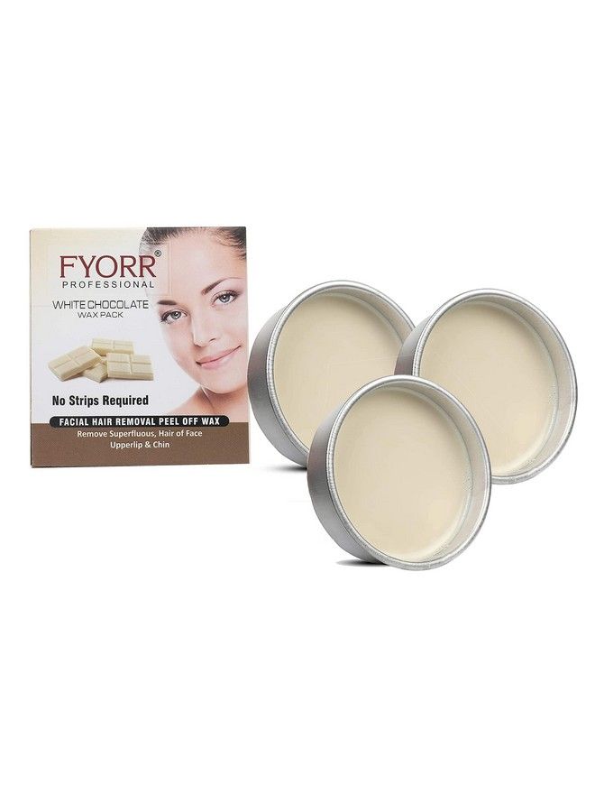 FYORR 80Gram Each Peeloff Katori Wax For Upper Lip Facial Hair Eyebrow Free Waxing Wooden Spatula (White Chocolate 240Gram) - Image 1