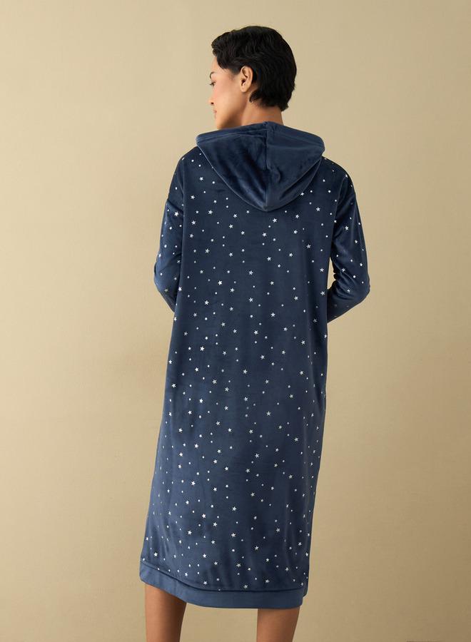 Splash FAV Snoopy Print Hooded Sleepshirt with Long Sleeves - Image 3