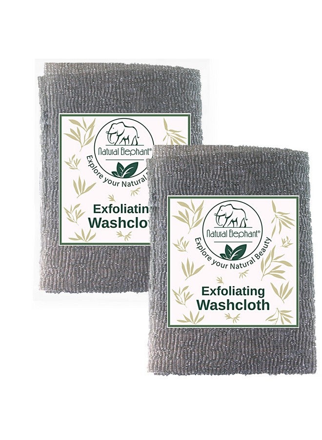 Natural Elephant Exfoliating Washcloth Charcoal Grey Japanese Shower Scrubber For Body (2 Pack (2 Washcloths))  - Image 1
