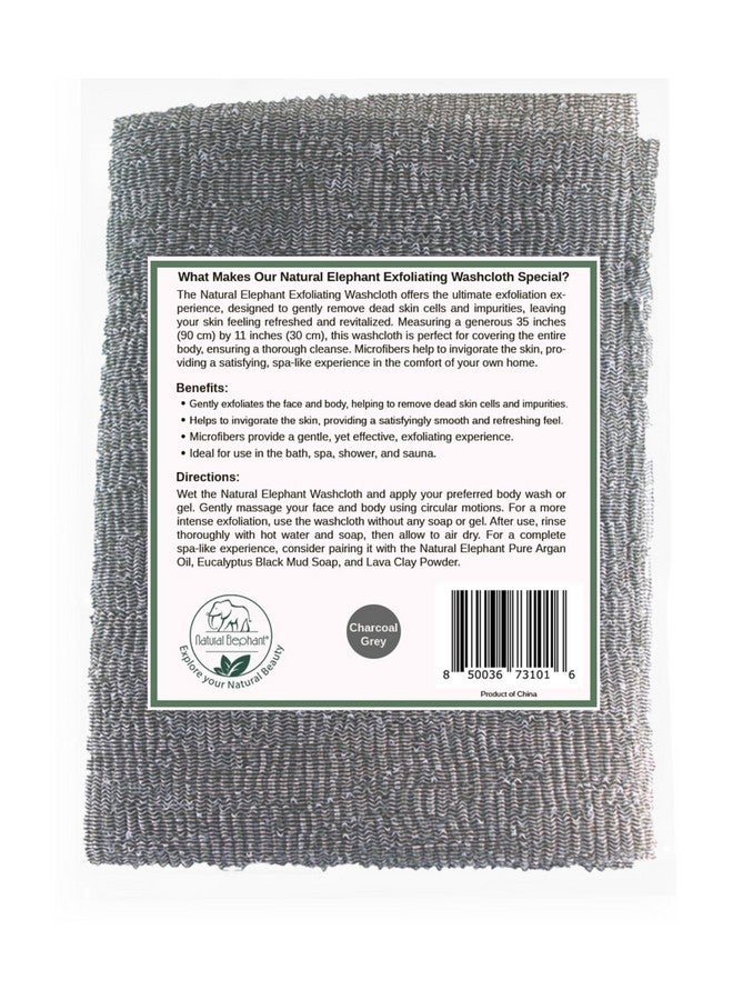 Natural Elephant Exfoliating Washcloth Charcoal Grey Japanese Shower Scrubber For Body (2 Pack (2 Washcloths))  - Image 4