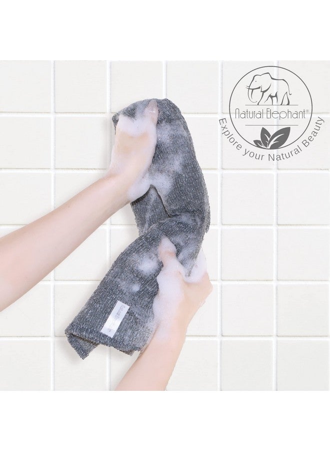 Natural Elephant Exfoliating Washcloth Charcoal Grey Japanese Shower Scrubber For Body (2 Pack (2 Washcloths))  - Image 5