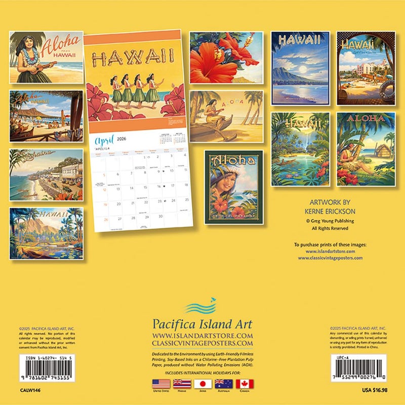 Pacifica Island Art Deluxe Wall Calendar 2026 Aloha Hawaii - Vintage Wall Art DÃ©cor of Kerne Erickson - 2026 Wall Calendar 12 Month by Pacifica Island Art - Image 2