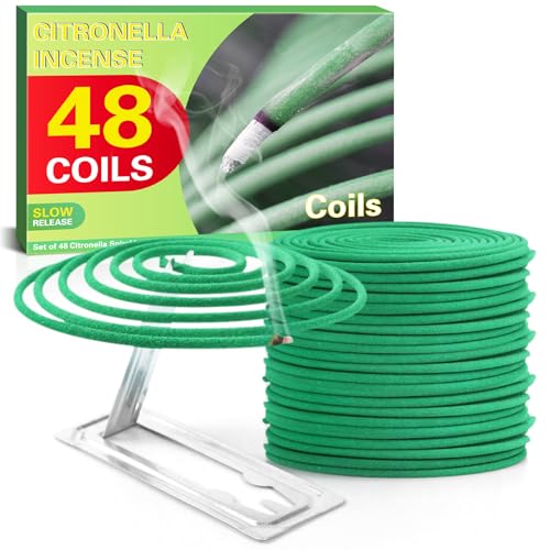 SCENTORINI Citronella Coils, 48 PCS Citronella Incense with Coil Holder, Suitable for Outdoor Use, Pool Side, Patio, Porches - Image 1