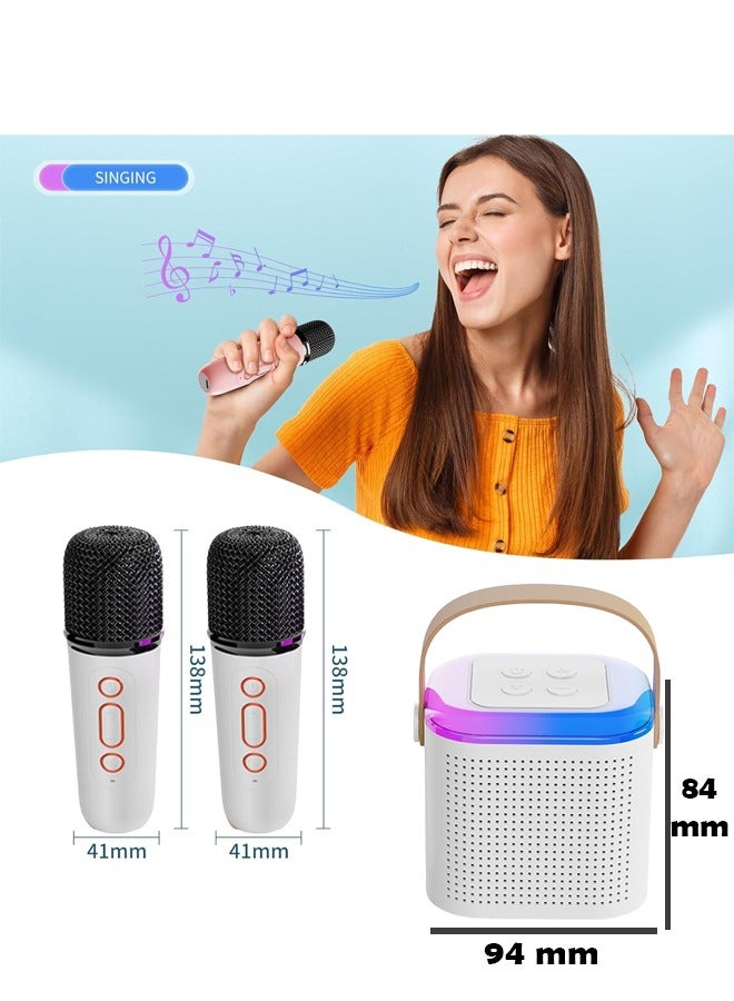 ZCM-HAPPY Portable Bluetooth Karaoke Speaker with 2 Wireless Microphones, Voice Changing Effects and RGB Lights, TF Card AUX Connectivity and Type-C Charging - Perfect for Home Parties and Singing Fun  - Image 2