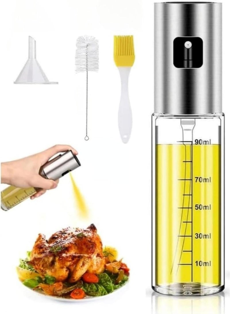 YZMA GLOBAL Premium Oil Sprayer Dispenser Set – 100ml Glass Bottle with Funnel & Cleaning Brush – Ideal for Air Fryer, BBQ, Salad, Baking, and Cooking - Image 1