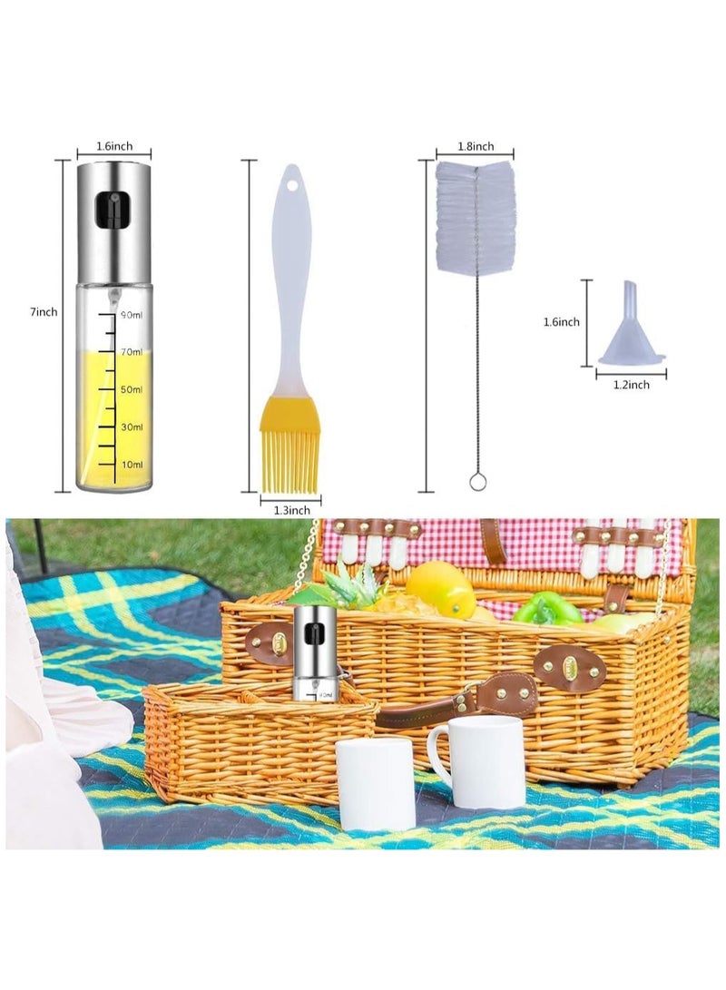 YZMA GLOBAL Premium Oil Sprayer Dispenser Set – 100ml Glass Bottle with Funnel & Cleaning Brush – Ideal for Air Fryer, BBQ, Salad, Baking, and Cooking - Image 2