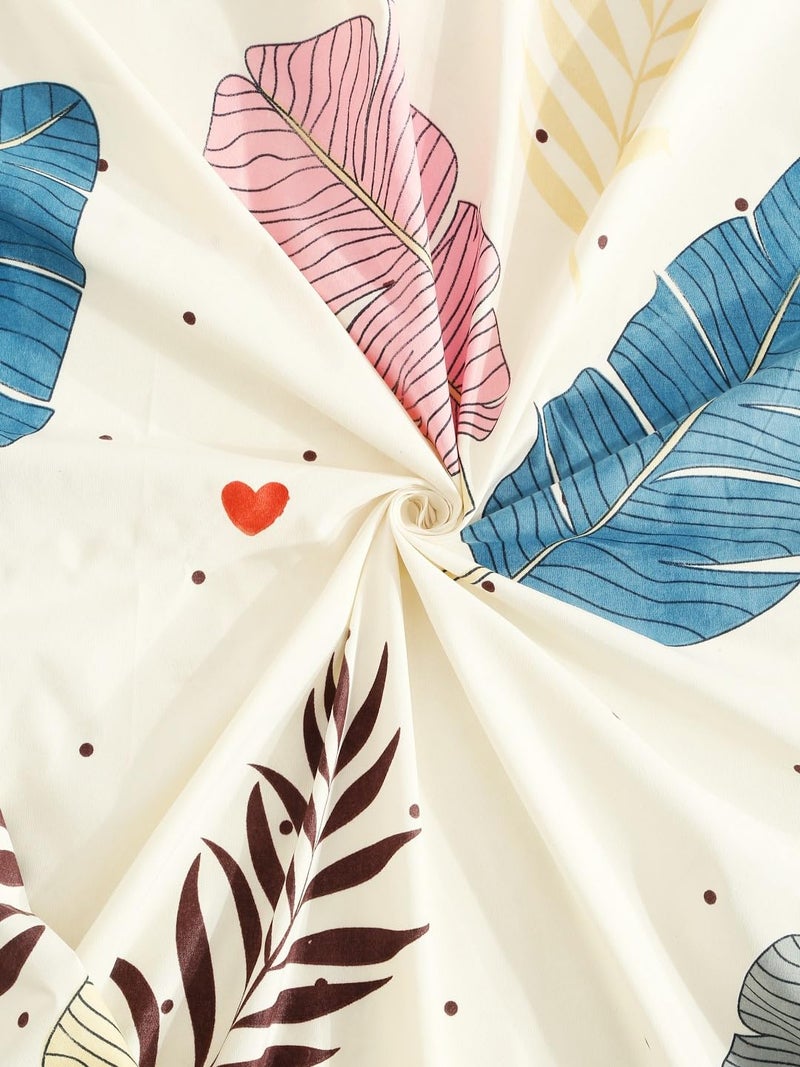Fashion String Microfibre 144TC Tropical Feather Print Single Bedsheet with 1 Pillow Cover - Image 4