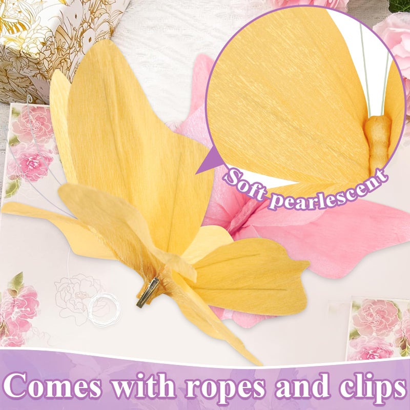 SUNBEAUTY Butterfly Party Decorations, 3D Paper Butterfly Decoration, Hanging Paper Butterfly for Baby Shower Decorations Girls, Women, Paper Flowers for Wall Decoration, Set of 4 - Image 3
